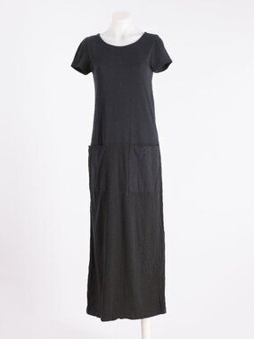 DKNY Classic Black Cotton Maxi Dress, Petite